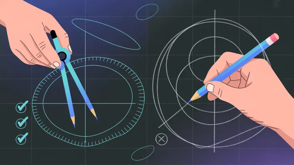 Circle vs Straight Line Drawing